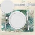 thumbnail image 3 of Ambesonne Teal Place Mats Set of 4, Abstract Marble Print Leaves, Standard Size, Cadet Blue Dark Khaki, 3 of 5