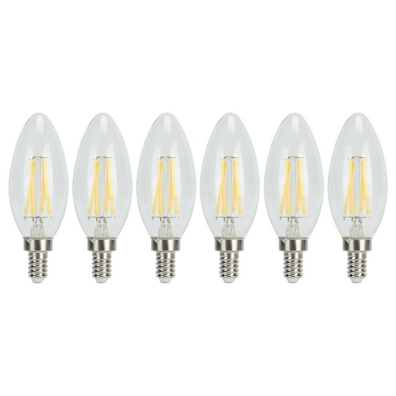 6-Pack LED Candle Light Bulbs C35 4000K, E14 Base, Decorative for Chandeliers, 110-130V Natural Light