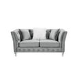 thumbnail image 3 of 2+3 Seat Sofa Set, Velvet Sofa Couch with Throw Pillows, Upholstered Loveseat Sofa with Sturdy Acrylic Feet, Long Sofa with Comfortable Backrest for Living Room, Bedroom, Gray, 3 of 7