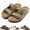 Taupe, variant on Unisex Flat Sandals Cork Footbed Slides for Women and Men, Arch Support Slip On Summer Outdoor Sandals with 2 Straps Adjustable Buckle +Comfort Shoes