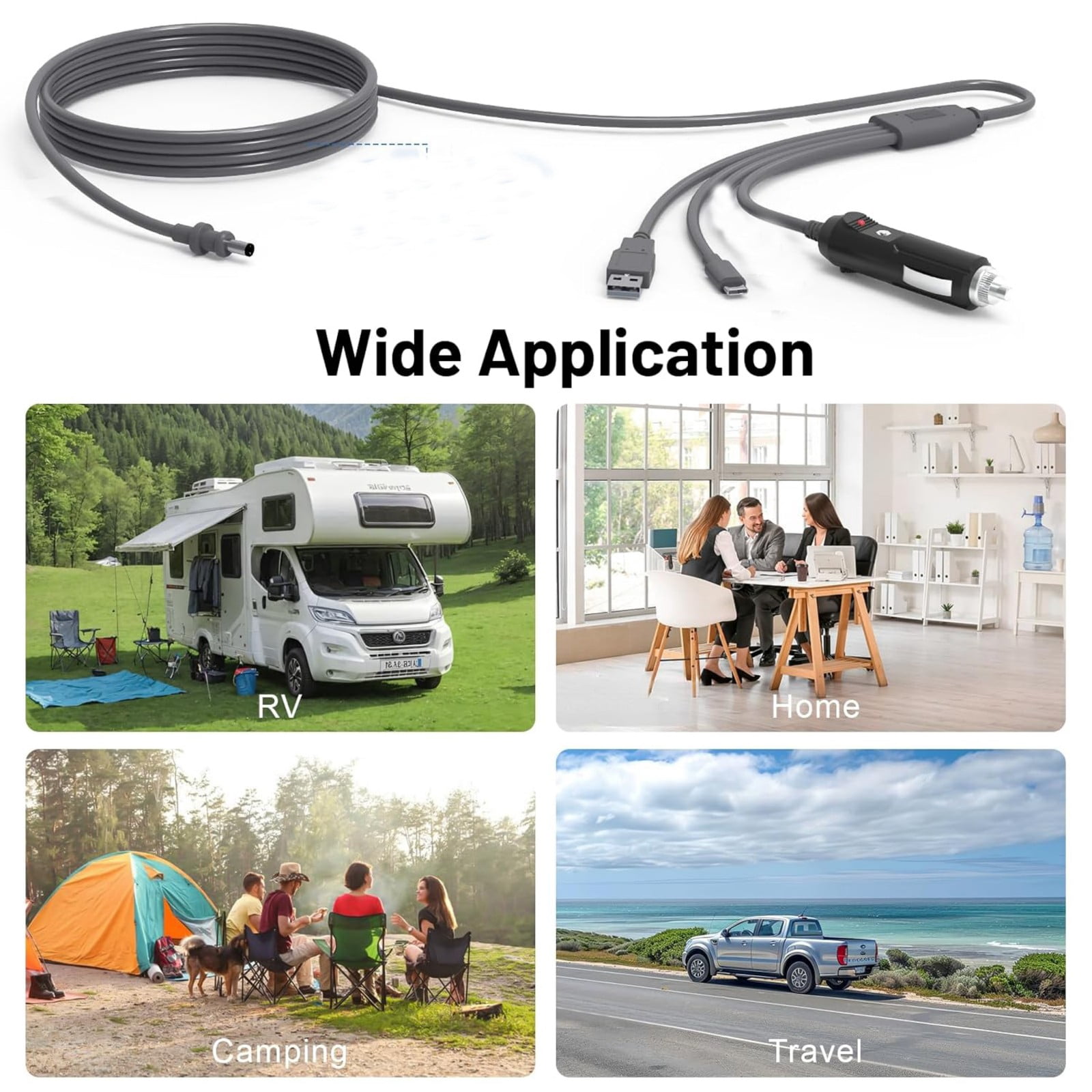 Power Cable 10ft USB C Car Charging DCDC Cable for Power Needs