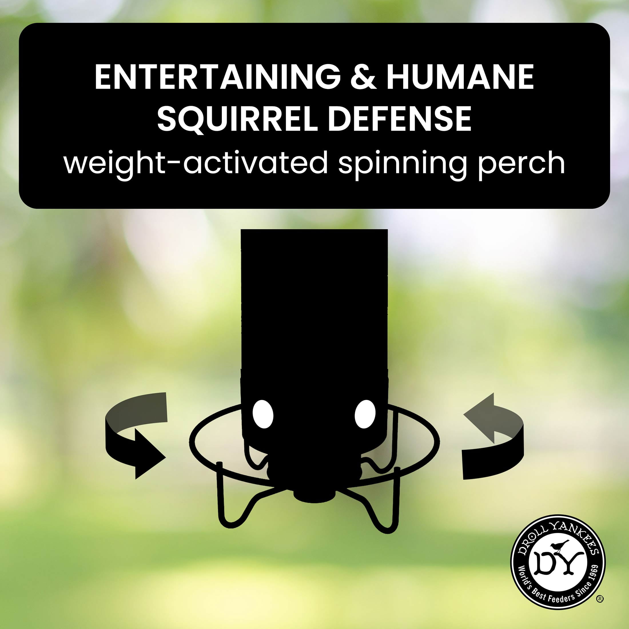 Droll Yankees Squirrel Proof Bird Feeders for Outdoors - YF-M - Flipper, Collapsible Perches, 5-Pound Seed Capacity, Green