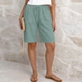 thumbnail image 2 of VBVC Women's Drawstring Wide Leg Shorts,Breathable Knee-Length Pants For Women,Ladies Work Beach Trousers with Pockets,Mint Green,S-2XL, 2 of 7