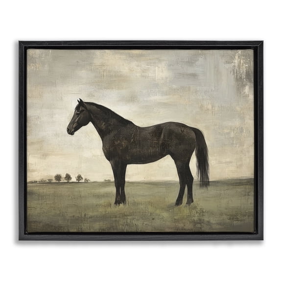 Stupell Industries Distressed Horse Portrait Black Framed Floater Canvas Wall Art, design by Petal Prints Design