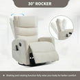 thumbnail image 5 of Barara King Reclining Chair Sofa with Rocker and Swivel, Heat Massage Single Recliner with Chenille Fabric for Living Room, Bedroom, Beige, 5 of 7