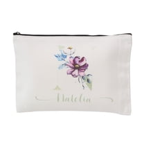 Unique Bargains 1 Pc Durable Flower Letter N Makeup Bag White Canvas