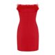 thumbnail image 4 of VISgogo Vestido Ajustado para Mujer, Adulto Color Sólido Con Ribete Peludo Sin Mangas Fuera Del Hombro Slim Fit Mini Vestido Ajustado VISgogo  moda, 4 of 9