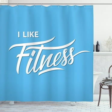 Ambesonne Fitness Shower Curtain, I Like Fitness Words, 69"Wx70"L, Pale Blue and White
