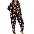 thumbnail image 4 of Uaswgudfs Women's Plus Size Valentine's Day Hearts Print Pajama Set Long Sleeve Lounge Wear Women's Sleepwear Soft Cozy Casual Outfit, 4 of 6