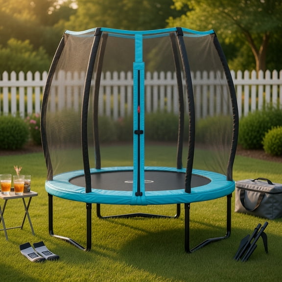Topcobe 55 Inch Trampoline for Kids Toddler Mini Trampoline with Safety Enclosure Net, Kid's Toys for Indoor Outdoor, Ideal Gift for Toddlers-Blue