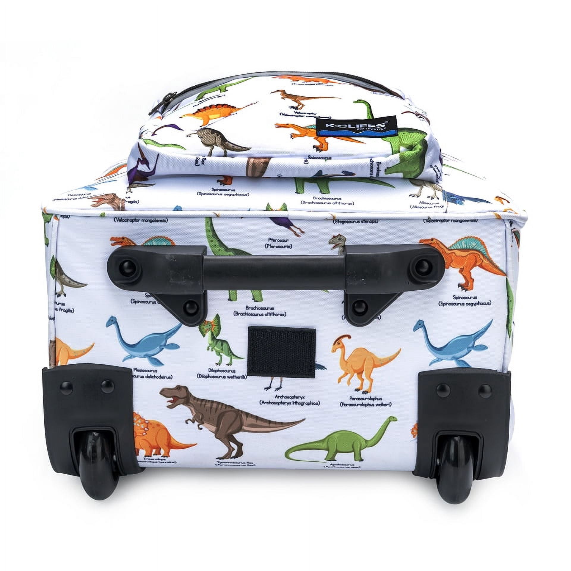 K-Cliffs Unisex 18" Dinosaur Heavy Duty Rolling School Backpack, Teen-Adult