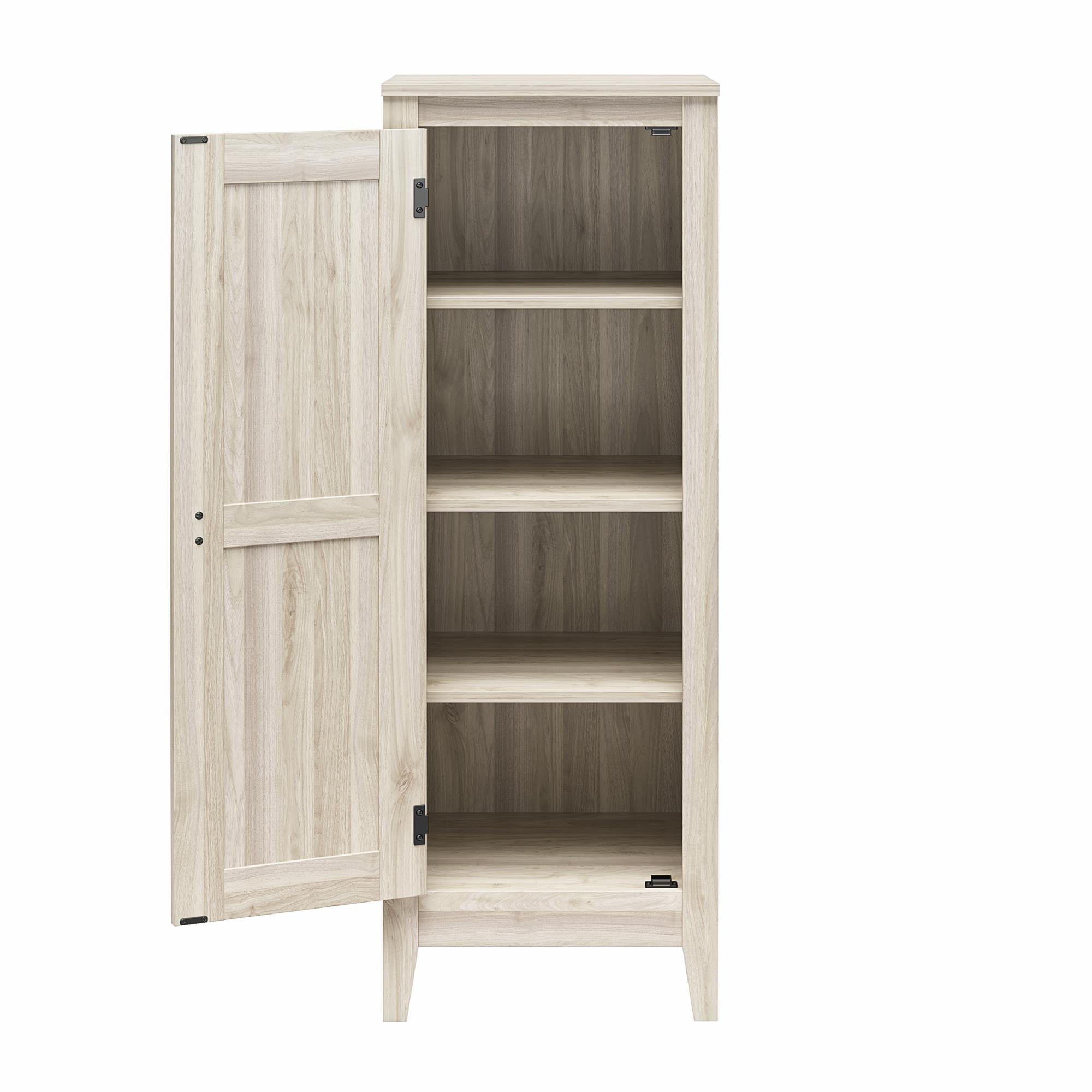 Woven Paths Scandi Farmhouse Storage Cabinet, Light Walnut