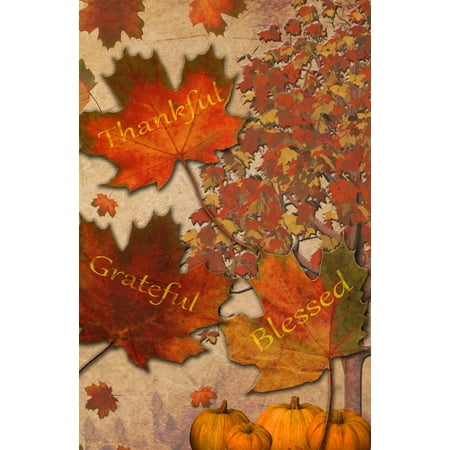 - Flag Emotes - Double Sided Garden Flag - Fall Leaves Thankful, Grateful, Blessed