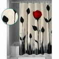thumbnail image 3 of 60x72 Inch Shower Curtains for Bathroom Vintage Floral Fabric Bath Curtain Decor Spring Farmhouse Abstract Red Flowers Waterproof Restroom Curtains Shower Set Accessories with 12 Hooks 60 Inch, 3 of 6
