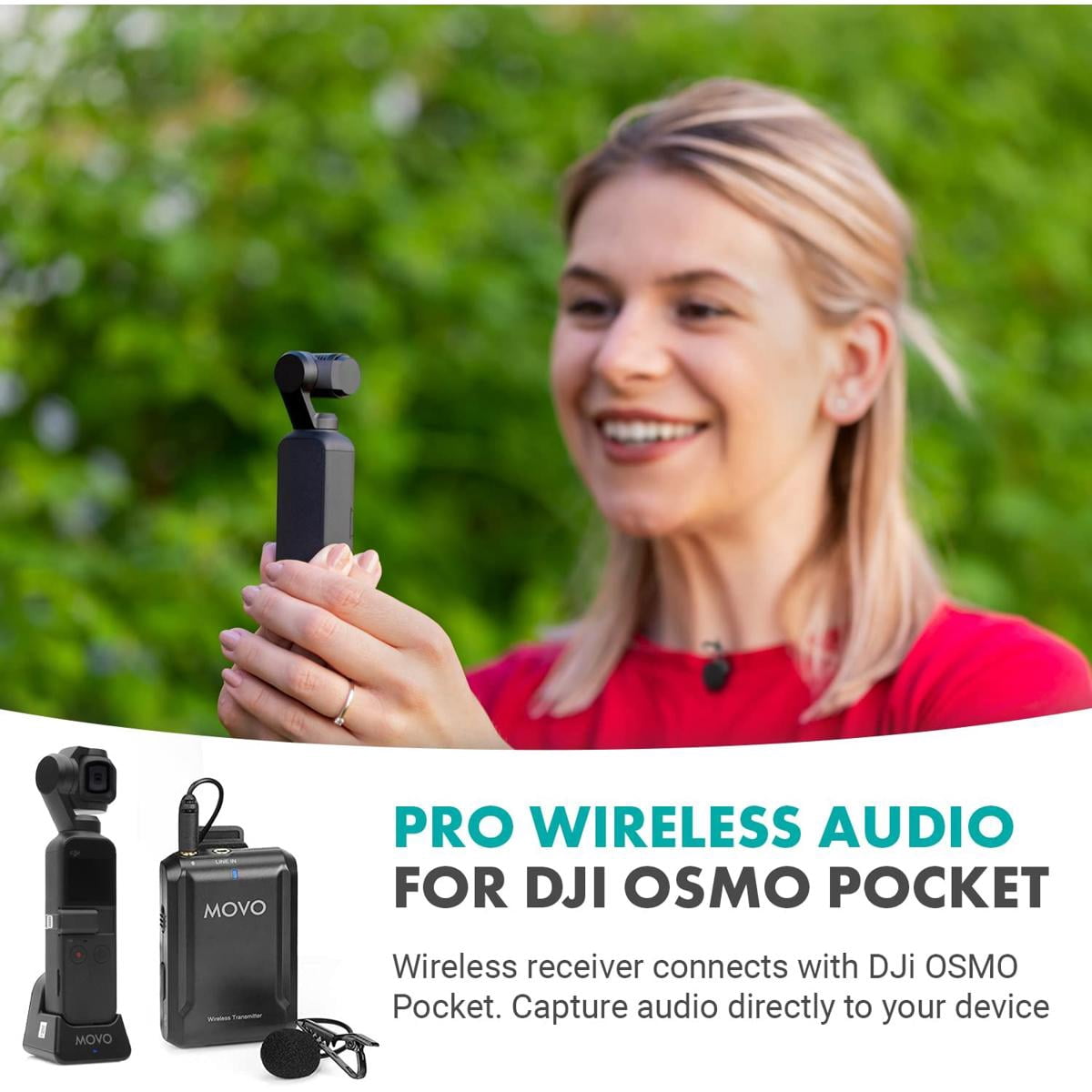 Movo Photo EDGE-OP Wireless Lavalier Microphone for DJI Osmo Pocket 1 and 2