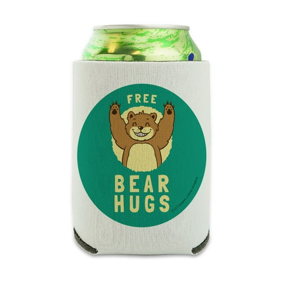 Free Bear Hugs Funny Humor Can Cooler - Drink Sleeve Hugger Collapsible Insulator - Beverage Insulated Holder
