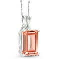thumbnail image 2 of Gem Stone King 10K White Gold Peach Nano Morganite Pendant Necklace for Women (6.30 Cttw, Gemstone October Birthstone, Emerald Cut 14x10MM, with 18 inch Chain), 2 of 5