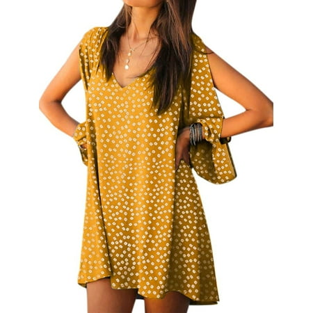 polka sundress swing dot neck sleeve plus short summer dress