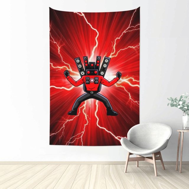 Tapiz de inodoro Skibidi para dormitorio, estampado artístico para colgar en la pared, pósteres estéticos, tapices de fondo para sala de estar, dormitorio, regalo para fanáticos, 80 x 60 pulgadas