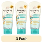 (3 pack) Aveeno Kids Continuous Protection Mineral Sunscreen, SPF 50, 3 Fl oz