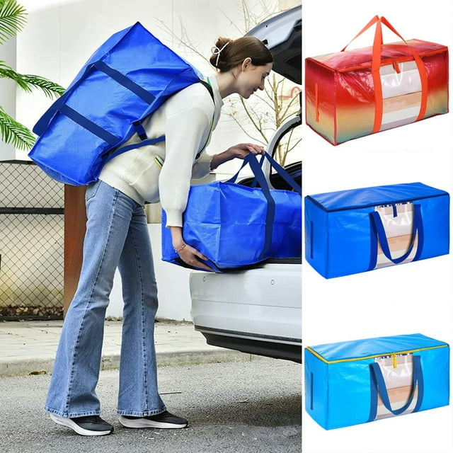 PENGXIANG Storage Bag Waterproof Large Capacity Visible Window Extra Big Organizer Pouch Moving Tote Bag Daily Use Sky Blue One Size