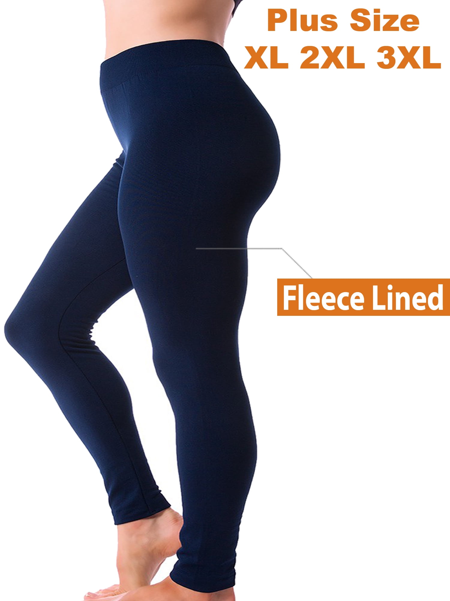 Kuda Moda Women Fleece Lined Warm Full Length Legging Thermal Pants Plus  Size 1X 2X 3X