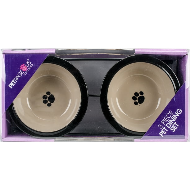 PetRageous Buddy's Best Diner 3 Inch Tall and Two 6 Inch Pet Bowls