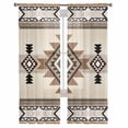 thumbnail image 2 of Sheer Curtains 63 Inches Long, Brown Bohemian Abstract American Aztec Light Filtering Window Curtains for Living Room/Bedroom, Southwest Rod Pocket Voile Sheer Curtain Drapes, 52"W x 63"L, 2 Panels, 2 of 9