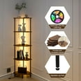 thumbnail image 3 of 5 Tier Corner Shelf with LED Light,Tall Corner Wall Shelf, Display Shelf,Narrow Bookshelf,The Classic Combination of Rustic Brown and Black Standing Shelf,Suitable for Bedroom,Living Room,Kitchen, 3 of 8