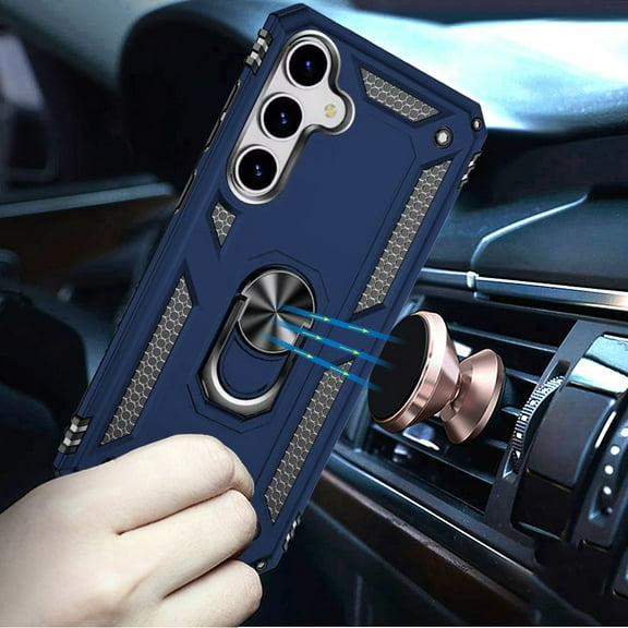 [PolyBag] For Samsung s25 Plus/s24 Plus Ring Magnetic Kickstand Hybrid Case Cover - Blue