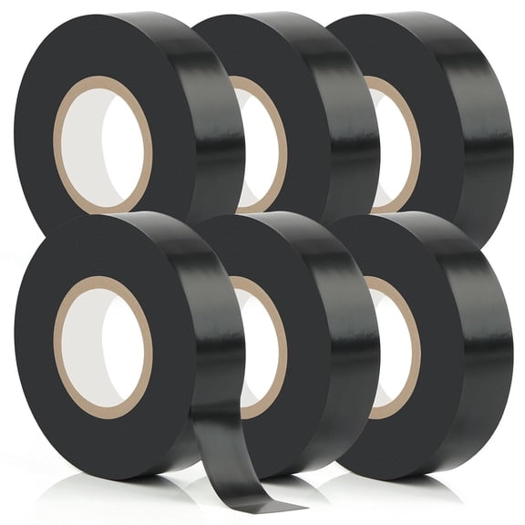 6 Pack Black Electrical Tape, 66 Ft Waterproof Electric Tape Black High Temperature for Repairs, Adhesive, Insulating Electrical Tape for Home Outdoor, Electrical Tools and Accessories