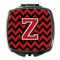 Letter Z Chevron Black and Red   Compact Mirror