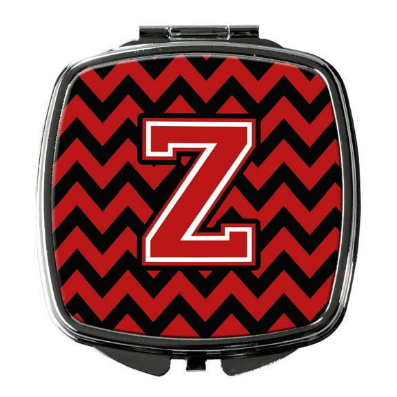 Letter Z Chevron Black and Red   Compact Mirror
