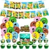 Animal Cross_ing Birthday Party Supplies 46PCS Gifts for Kids Video Game Theme Party Decorations 20 Pack Balloons, 1 Pack Banner, 24 Pack Cake Toppers