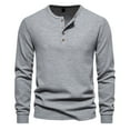 thumbnail image 2 of Men's Quarter Button Knitted Henley Shirts Long Sleeve Slim Fit Lightweight Ribbed Pullover Sweater Waffle T-Shirts, 2 of 4