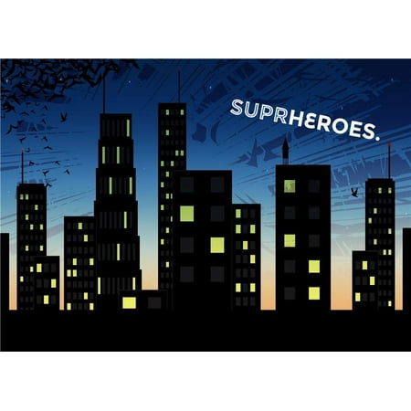 Image of ABPHOTO Polyester Photography Backdrops Super Heros Photo Props City Background for Baby Studio 7x5ft