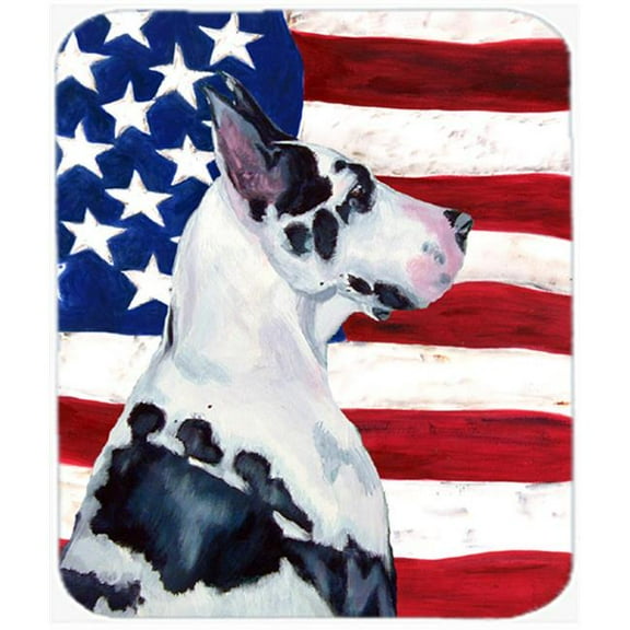 Usa American Flag With Great Dane Mouse Pad, Hot Pad Or Trivet