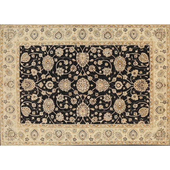 Ahgly Company Machine Washable Indoor Rectangle Traditional Dark Brown Area Rugs, 8' x 10'