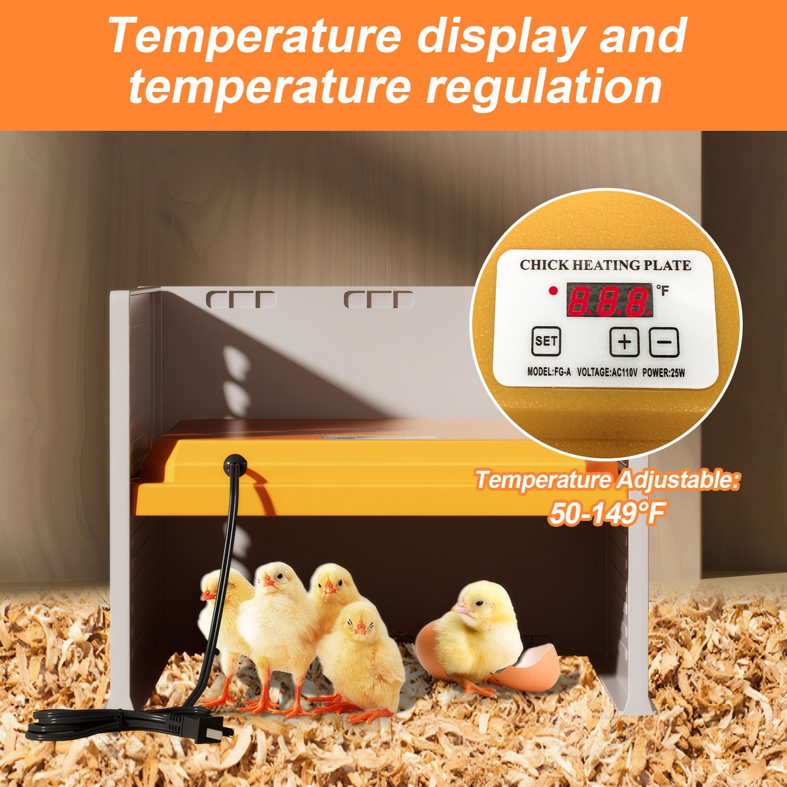 JIAN YA NA Chicken Coop Heater, Brooder Heater for Chicks, Chick Brooder Heating Plate, Chicken Coop Warmer with Adjustable Height and Angle