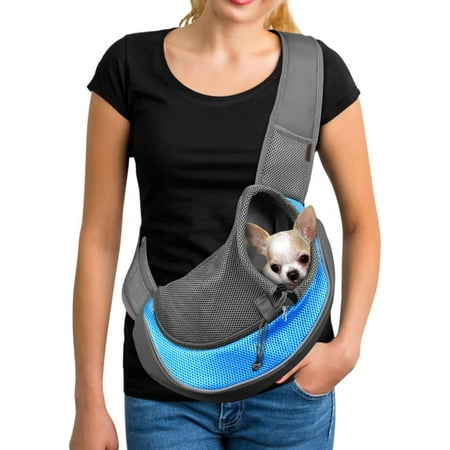 SUCS Pet Dog Sling Carrier Large Pocket Adjust Strap Design Breathable Mesh Travel Safe Sling Bag Carrier for Dogs Cats