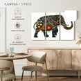thumbnail image 5 of Elephant Stock Floral Doodle Elephant Wall Art - Horizontal Multi Panel Canvas - Living Room Wall Decor - Animal Multi Panel - Red And White Decor - 65" x 42", 5 of 8