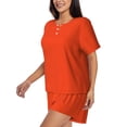 thumbnail image 2 of Picia Orange Pajamas Sets for Women Soft Short-Sleeved Pjs with Lounge Shorts Two Piece Sleepwear-Small, 2 of 9