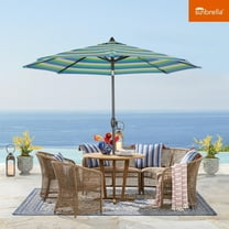 Ulax Furniture 9Ft Outdoor Sunbrella Tiltable Round Market Umbrella with Aluminum Pole and Crank (Seville Seaside)