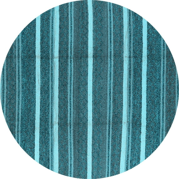Ahgly Company Indoor Round Oriental Light Blue Industrial Area Rugs, 5' Round