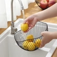 thumbnail image 5 of Dsseng Curved-Edge Modern Creative Stylish Single Tier Dish,Metal Iron Wire Fruit Vegetables Bread Decorative Stand Serving Bowls Basket Holder (Black), 5 of 6