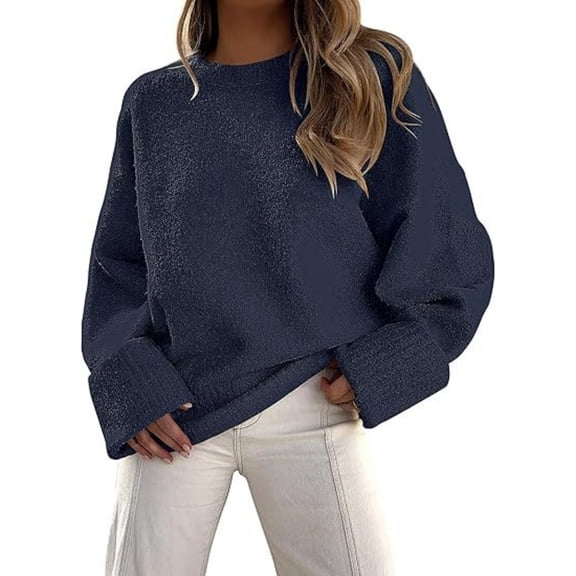 Aellinatey Women's Oversized Warm Knitted Sweater Long Sleeve Pullover Tops for Autumn