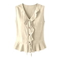 thumbnail image 4 of Fgnfyis Womens Tank Tops Sleeveless Ruffle Vest Casual Polished Summer Daily Summer Tank Tops for Women Beige XL, 4 of 5