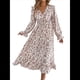 thumbnail image 2 of Vestido de Mujer con Estampado Floral, Cuello en V, Dobladillo con Volantes y Cintura Fruncida. S, 2 of 10
