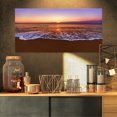 thumbnail image 1 of Orange Tinged Sea Waters at Sunset - Beach Photo Canvas Print, 1 of 3