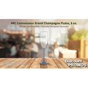 10 ARC Connoisseur Grand Champagne Flutes Set, 8 oz. - Durable, Sleek, Color Bottom, Barware - Clear